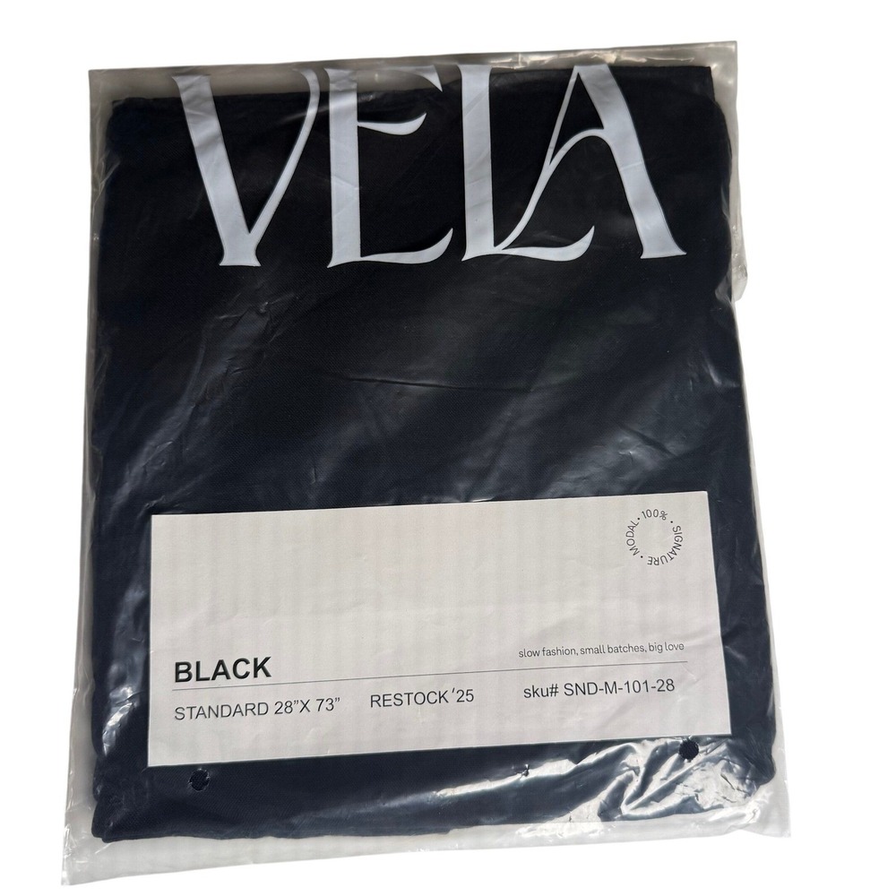 Vela Black Modal Hijab Standard 28x73 NWT Sealed Classic Black Scarf New - Picture 2 of 4
